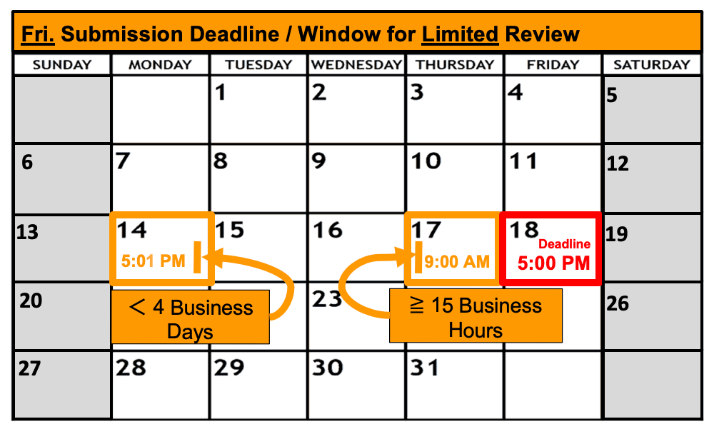 Deadline Calendar - Friday - Limited Review